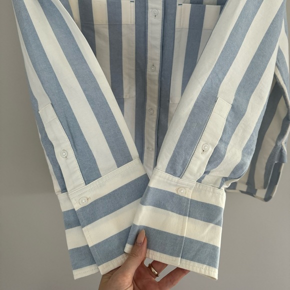 NWT Everlane Organic Cotton The Boxy Oxford Button Down Striped Oversized Shirt - Picture 9 of 16
